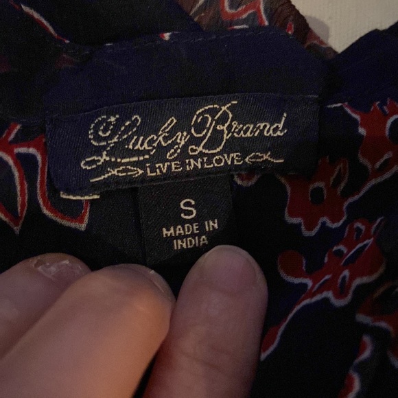 Lucky brand flowy chiffon sheer floral boho blouse size S - Picture 10 of 10